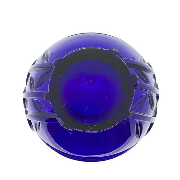 Vintage Cobalt Blue Art Deco Centerpiece Bowl With Tulip Design - Picture 7 of 10